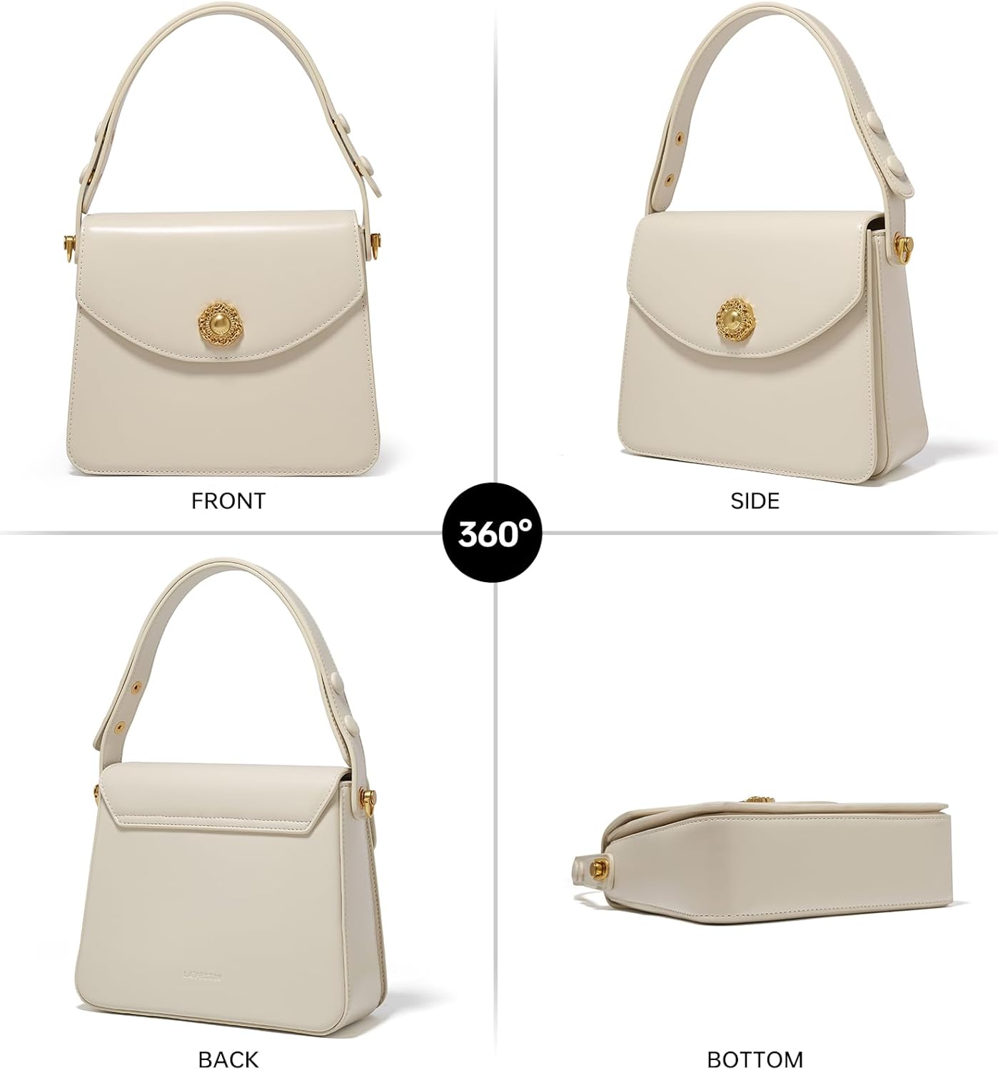 LA FESTIN Genuine Leather Small Square Handbag for Women Top Handle Crossbody Bags Satchel Purse with Adjustable Strap - Image 6