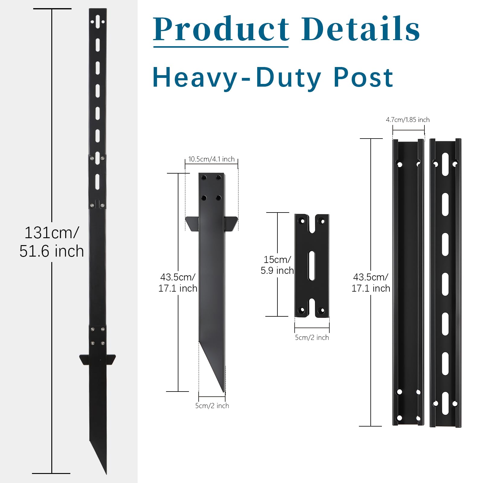Safety Sign Post Metal Heavy Duty Sign Stand Holder with Spkike Impact Post with Accessories for Garden Yard Farmland Roads (Black - Image 2