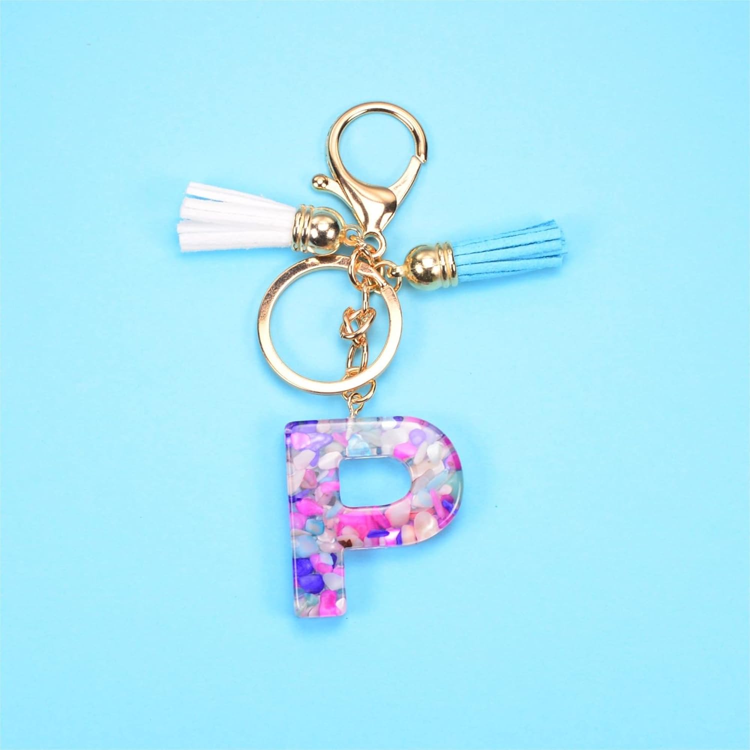 Fario Alphabet Initial Letter A-Z Keychains for Women Tassel Pendant Key Ring for Purse Handbags Women Girl - Image 2