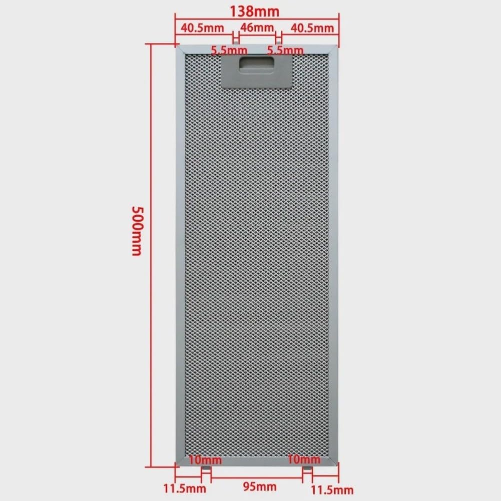 FABULETTA Filtro antigrasso in alluminio 500 x 138 mm per cappa Teka modello 61874022, setaccio in metallo argentato, supporto affidabile per il flusso d'aria