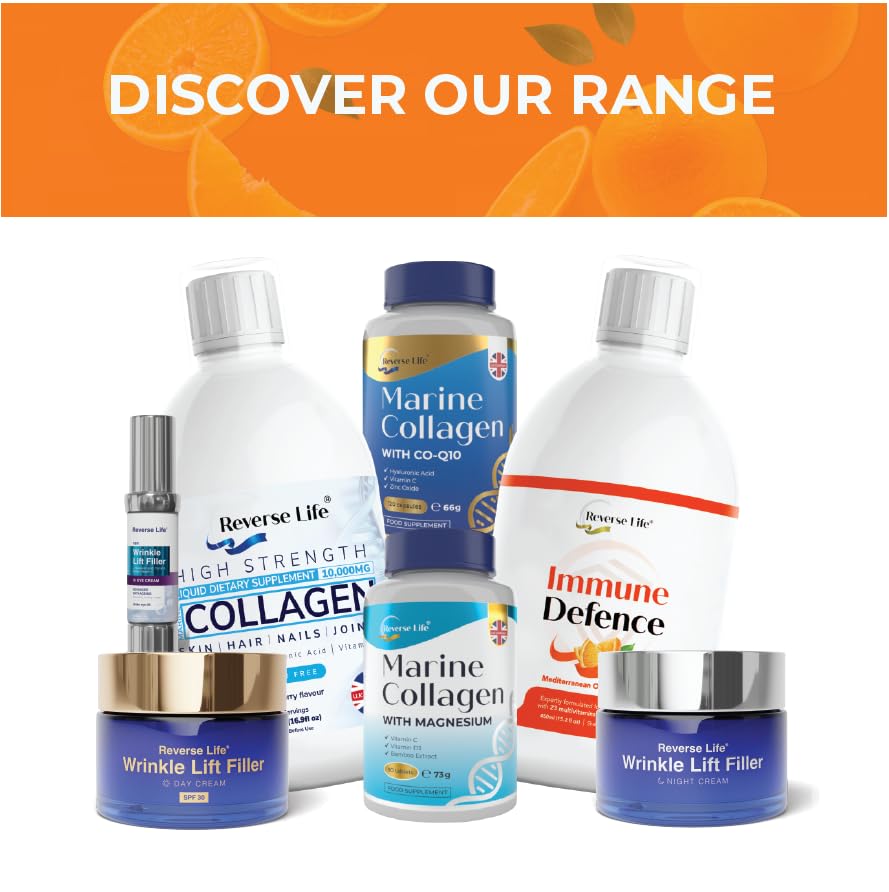 Reverse Life - Immune Defence - Orange Flavour Liquid Multivitamin Drink with 23 Essential Vitamins and Minerals - Maximum Strength Liquid Supplement 500ml