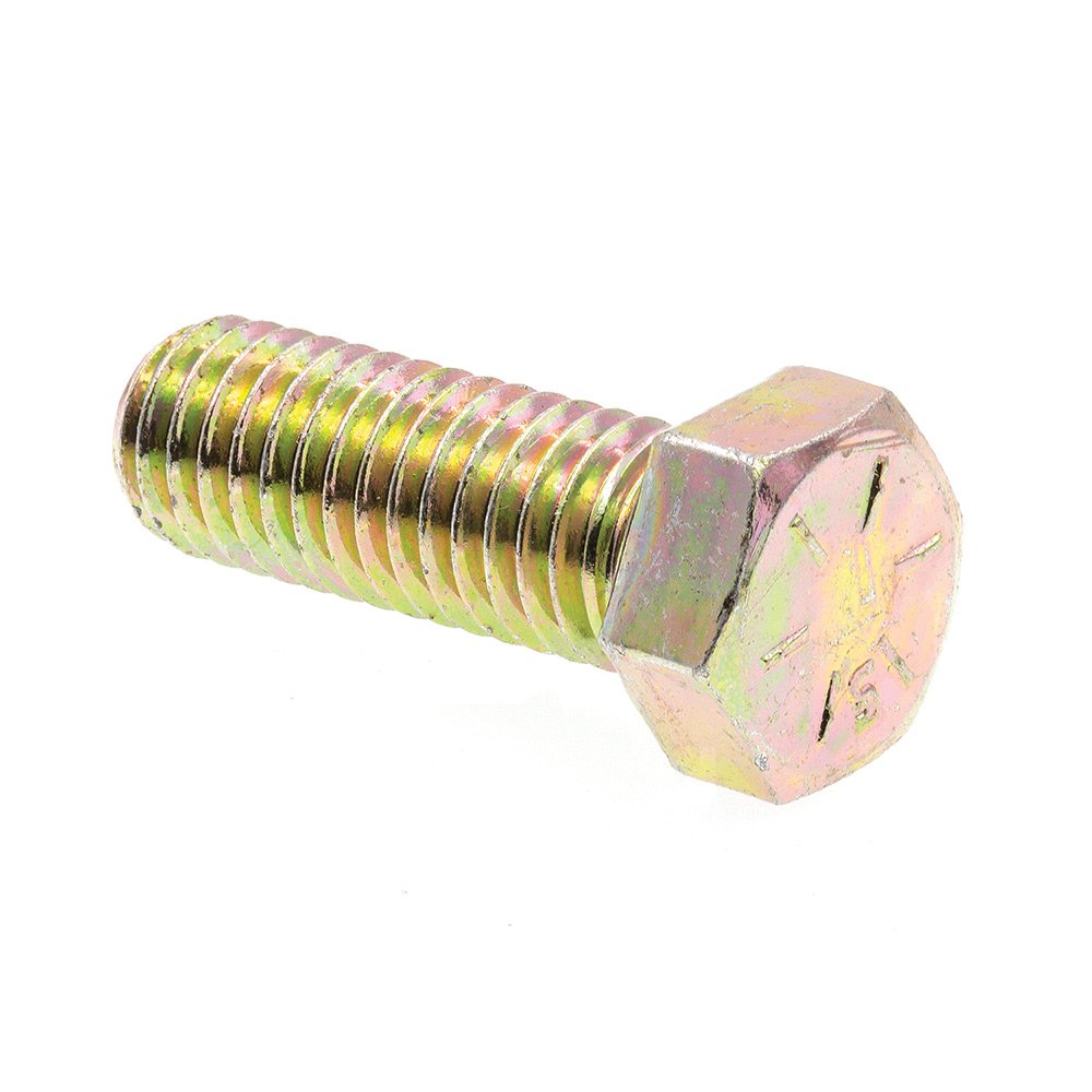 Acier Grade 8 durable pour ces vis hexagonales zinguées jaune 7/16