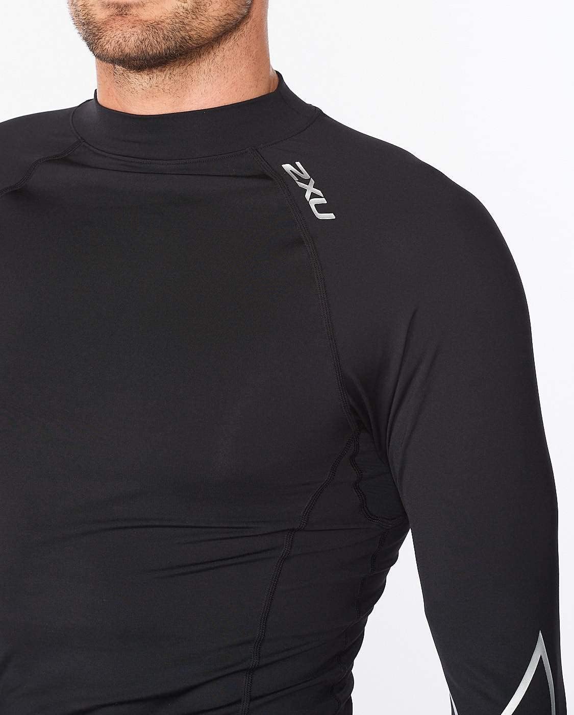2XU Mens Ignition Compression Long Sleeve Shirt for Training and Fitness, Black/Silver - Image 5