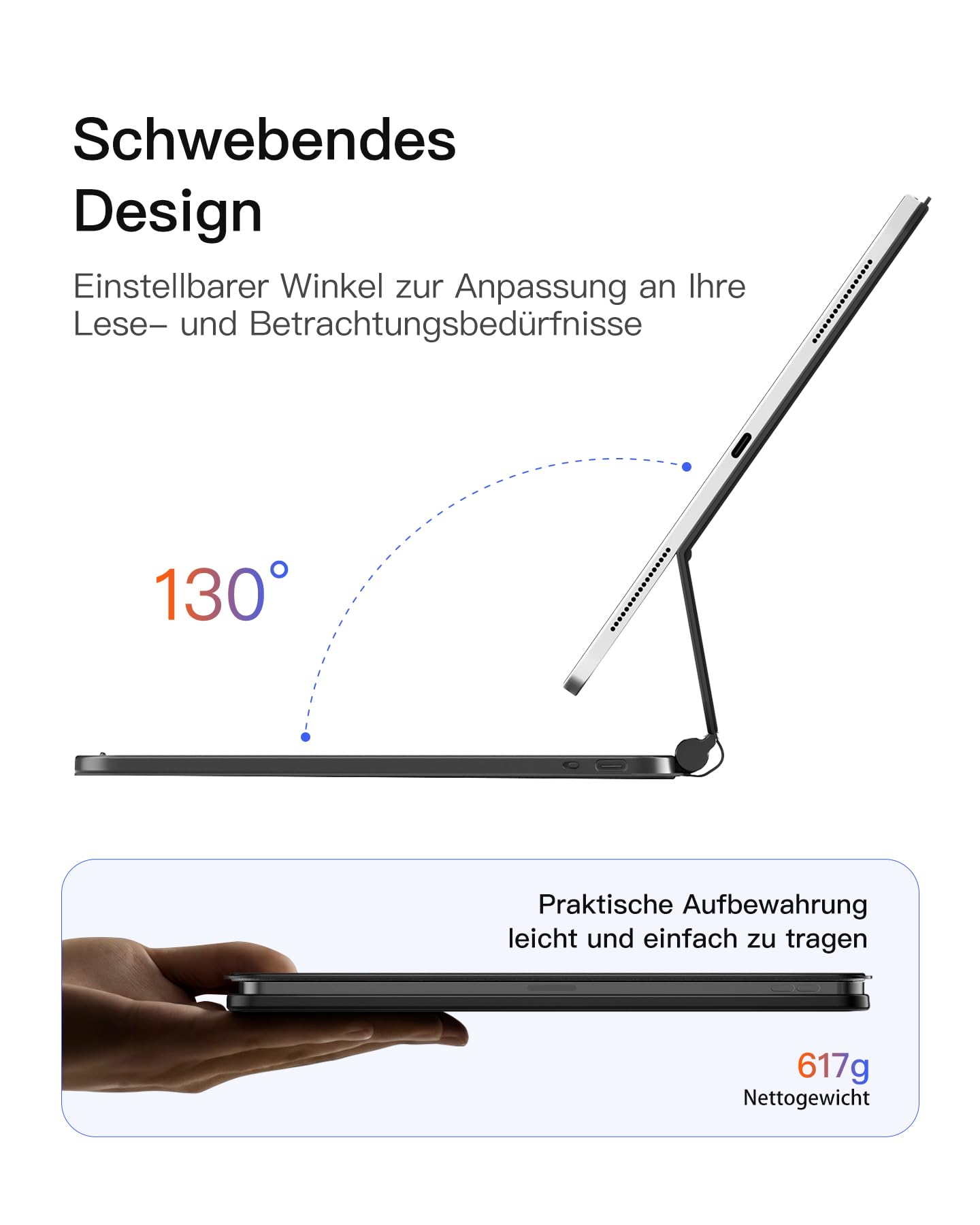 Inateck NeoMagic Magnetische Tastatur Hülle für iPad 10 Generation 10,9 Zoll,11 Generation 2025 A16 11 Zoll,Tastatur mit Touchpad, Freitragender Ständer, 7-Farbige Hintergrundbeleuchtung,KB09119