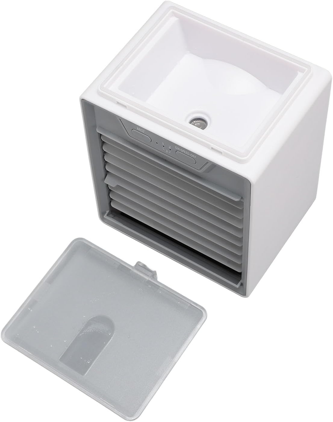 Evaporative Air Cooler, 3 Fan Speeds 2 Mist Levels Portable Cooling Fan, Desktop Cooler with Ultrasonic Atomizer & 100ml Water, Ideal for Desktop Office & Bedroom