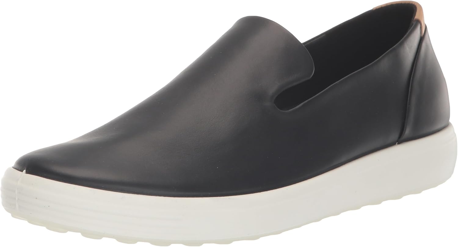 ECCO Women's Soft 7 Slip ON Sneaker, Black/Powder, 8-8.5