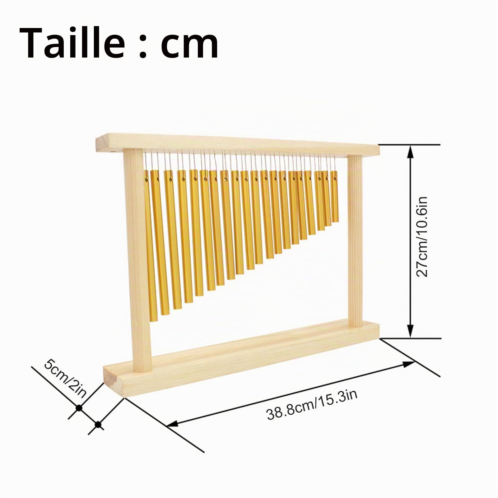 Carillon de barre de table, instrument de percussion de carillon à une rangée de cloches de 20 tons avec tuyau solide et bâton de support en bois cadeau de musique éducatif pour enfants