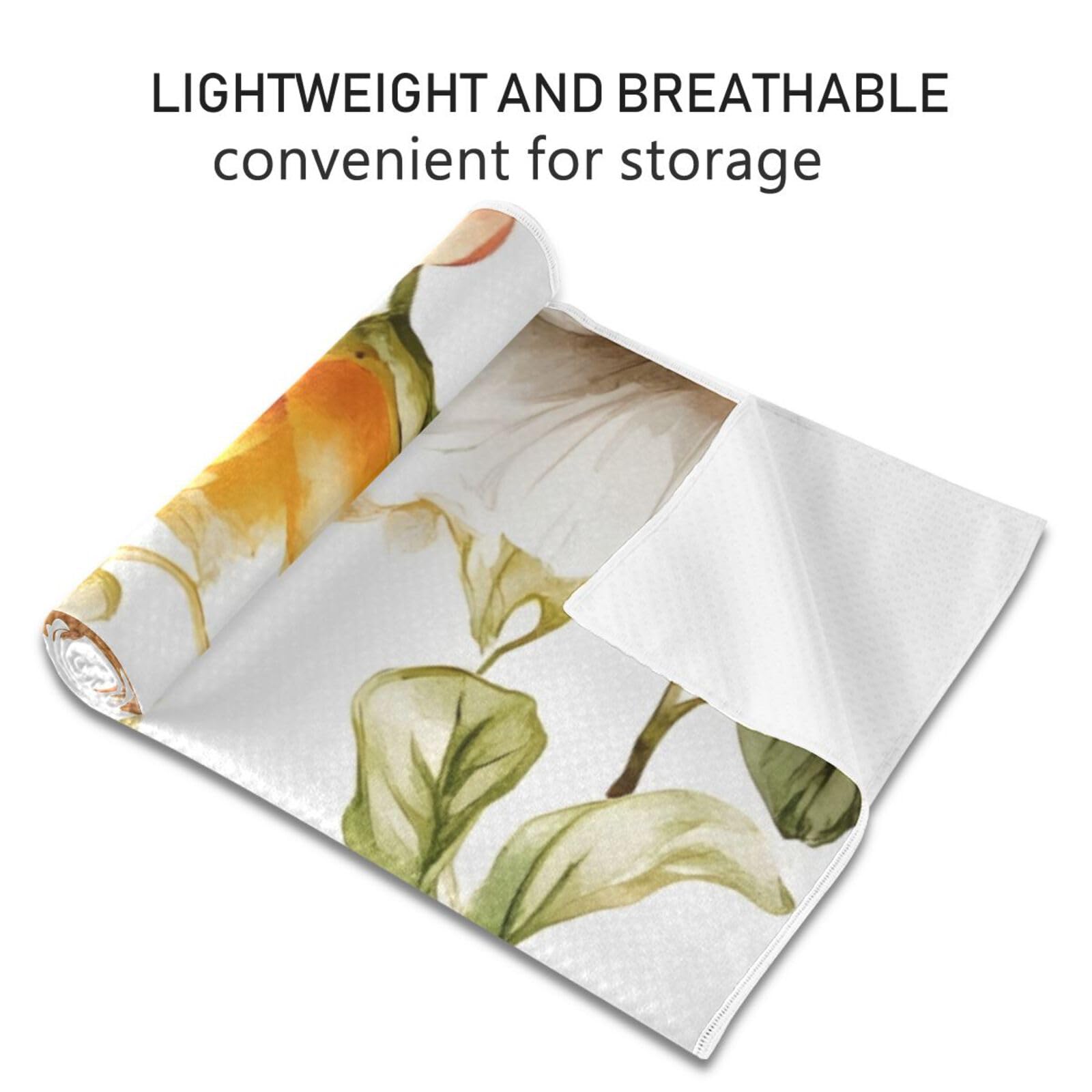 Hezely Non-Slip Hot Yoga Towel - Mat-Sized, Super-Absorbent Microfiber Sweat Towel for Gym, Bikram, Pilates and Yoga Mats,Birds Butterflies Flowers