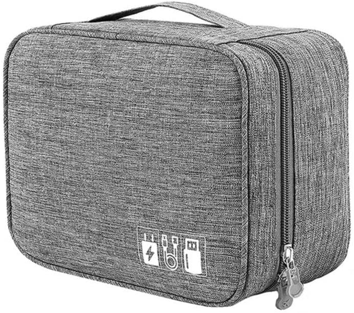 Estojo Organizador Bolsa de Cabos e Acessórios Eletrônicos para Viagem, Impermeável, Premium (Cinza)