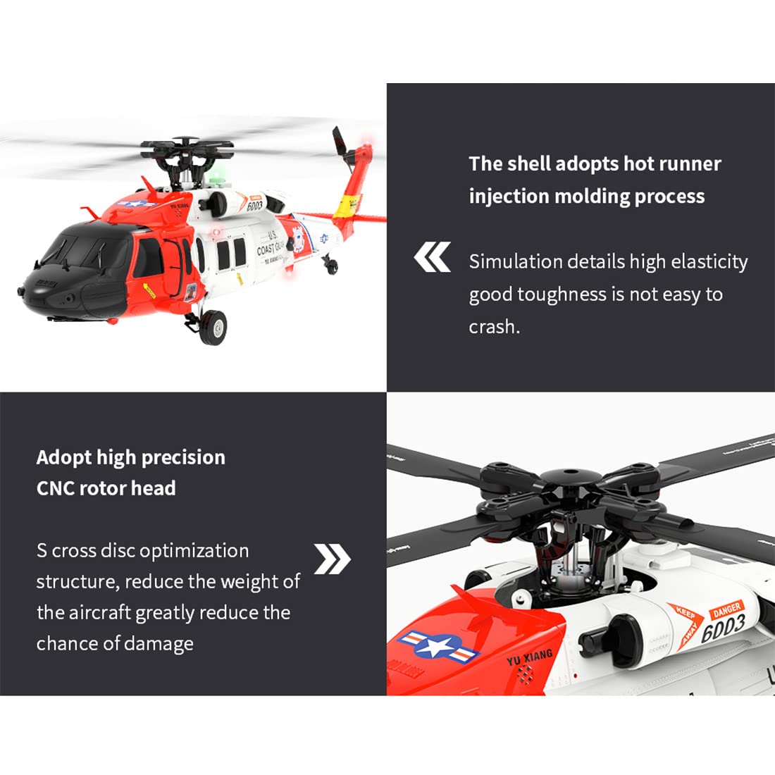 UH60-Black-Hawk RC Helikopter für Erwachsene, YUXIANG F09-S 2.4G 6CH Bürstenlos 3D Shunt Outdoor Groß Ferngesteuert Hubschrauber, RC-Flugzeuge für Anfänger