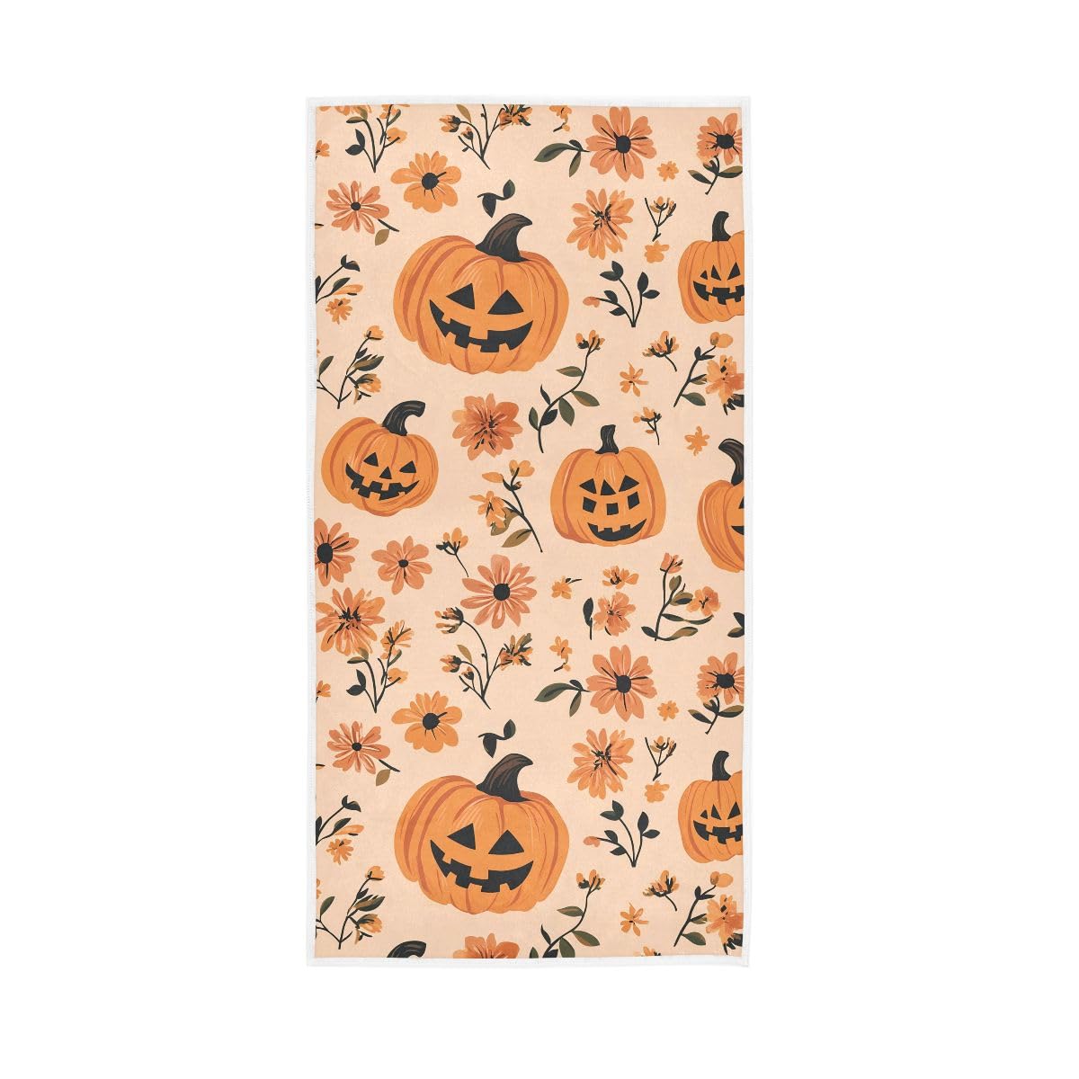 LSRCPD Cute Floral Pumpkins Hand Towel, Multipurpose Bathroom Towel for Bathroom, Gym, Hotel, Spa 15 x 30 Inches