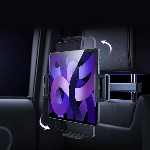 Miniatura 4 de Car Headrest Tablet Mount Holder for Smartphones Tablets Posts Width Adjustable 4.7in-12.9in(Black) Car Mount Holder
