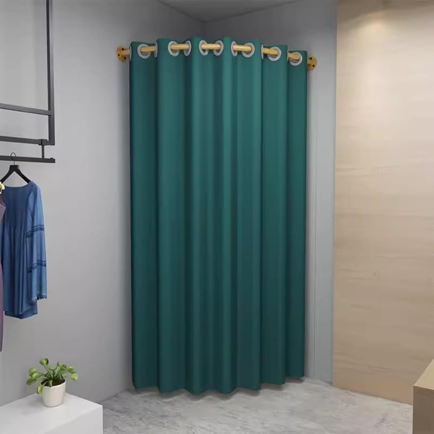 Portable Changing Room for Clothing Store/Boutique/Small Space, Wall Corner Fitting Room with Blackout Curtain and Gold Hanging Rod, Privacy Divider Changing Room (Color : Style-9,