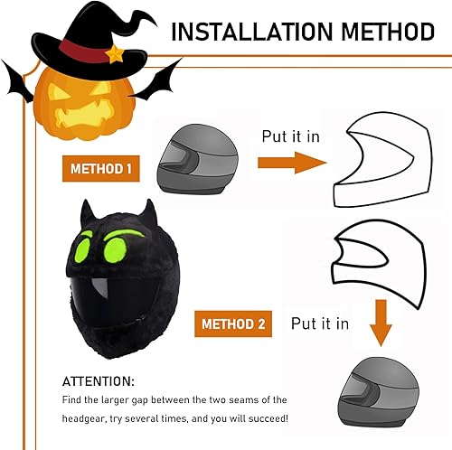 Miniatura 5 de 1 pieza Funda para casco de motocicleta, 40 cm x 28 cm x 26 cm Diablo pequeño Funda decorativa de tela suave para ambiente festivo de Halloween,