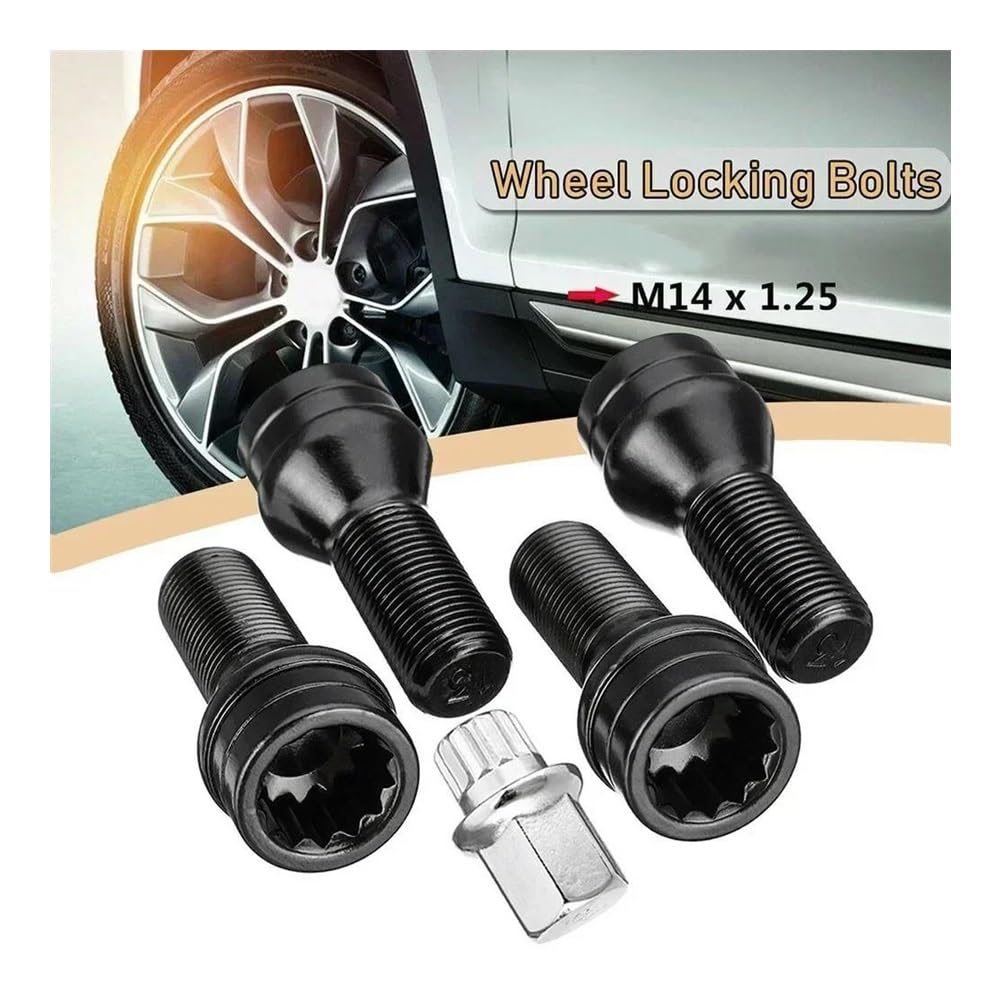 Bulloni ruota auto Set Di 4 Bulloni Antifurto Per Ruote M14×1.25 Neri Con Chiave 36136776076# Per BMW Per X3 Per X5 E70 E71 F20 F25