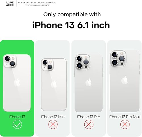 Miniatura 6 de LOVE 3000 Funda compatible con iPhone 13, protección de cámara, goma de silicona líquida de alta calidad, forro de microfibra suave, funda de