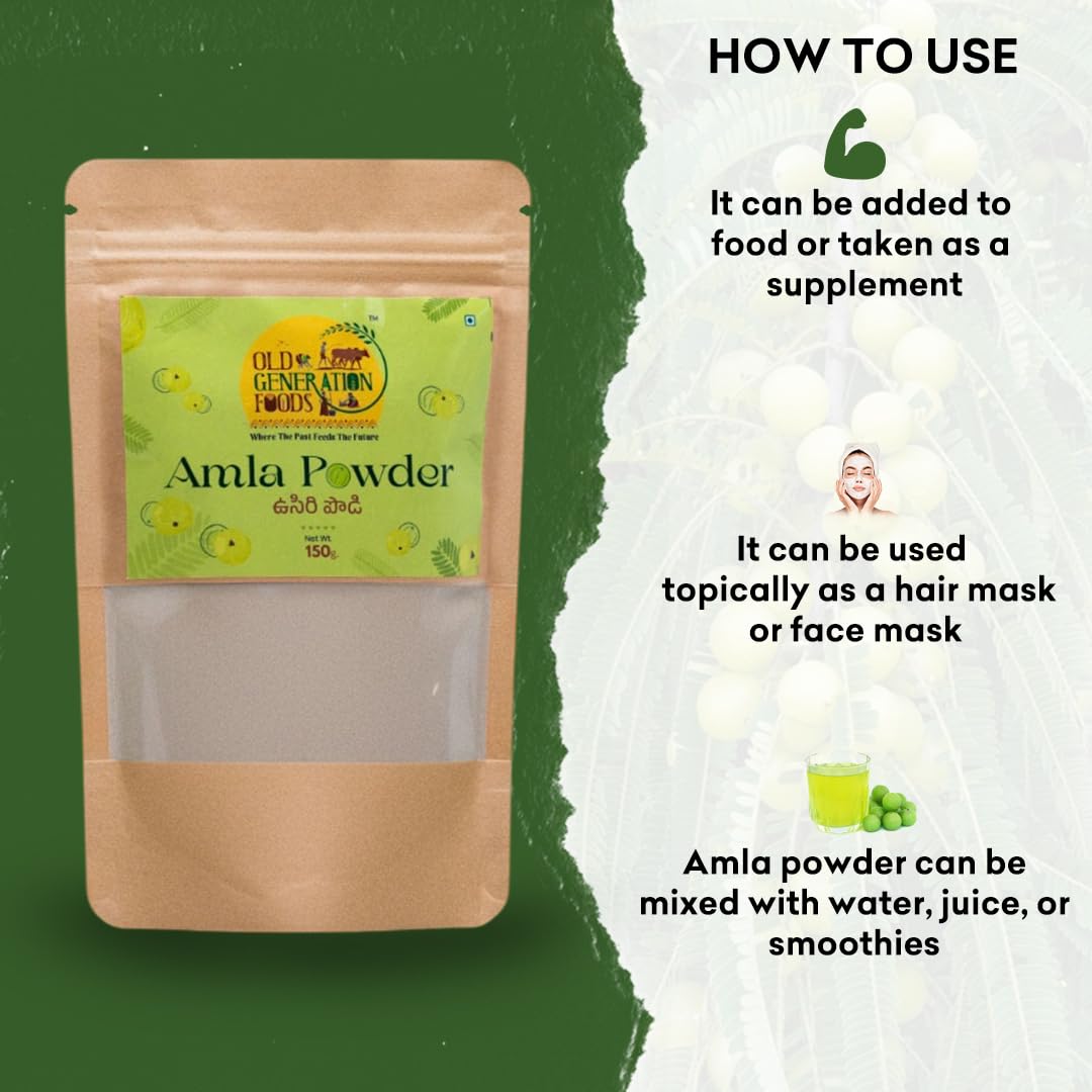 Old Generation Foods Pure Amla Powder, Natural Indian Gooseberry Supplement for Hair and Skin Care, 150g 4