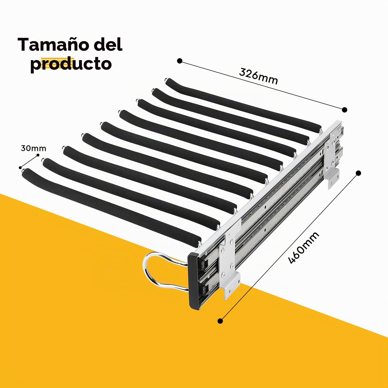 Pantalonero Extraíble de Acero Inoxidable Pantalonero Extraíble para Armario Pantalonero con Flocado Antideslizante Pantalonero Extraíble 9 Posiciones a la Derecho Ahorro de Espacio
