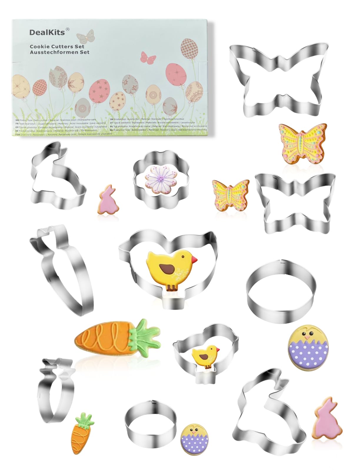 DealKits Ausstechformen Ostern, 12 Stück Ausstecher Ostern, Osterplätzchen Ausstecher Keksausstecher Ostern, Hase Ei Blume Schmetterling Küken Karotte Osterkekse Plätzchenausstecher für Backen Kinder