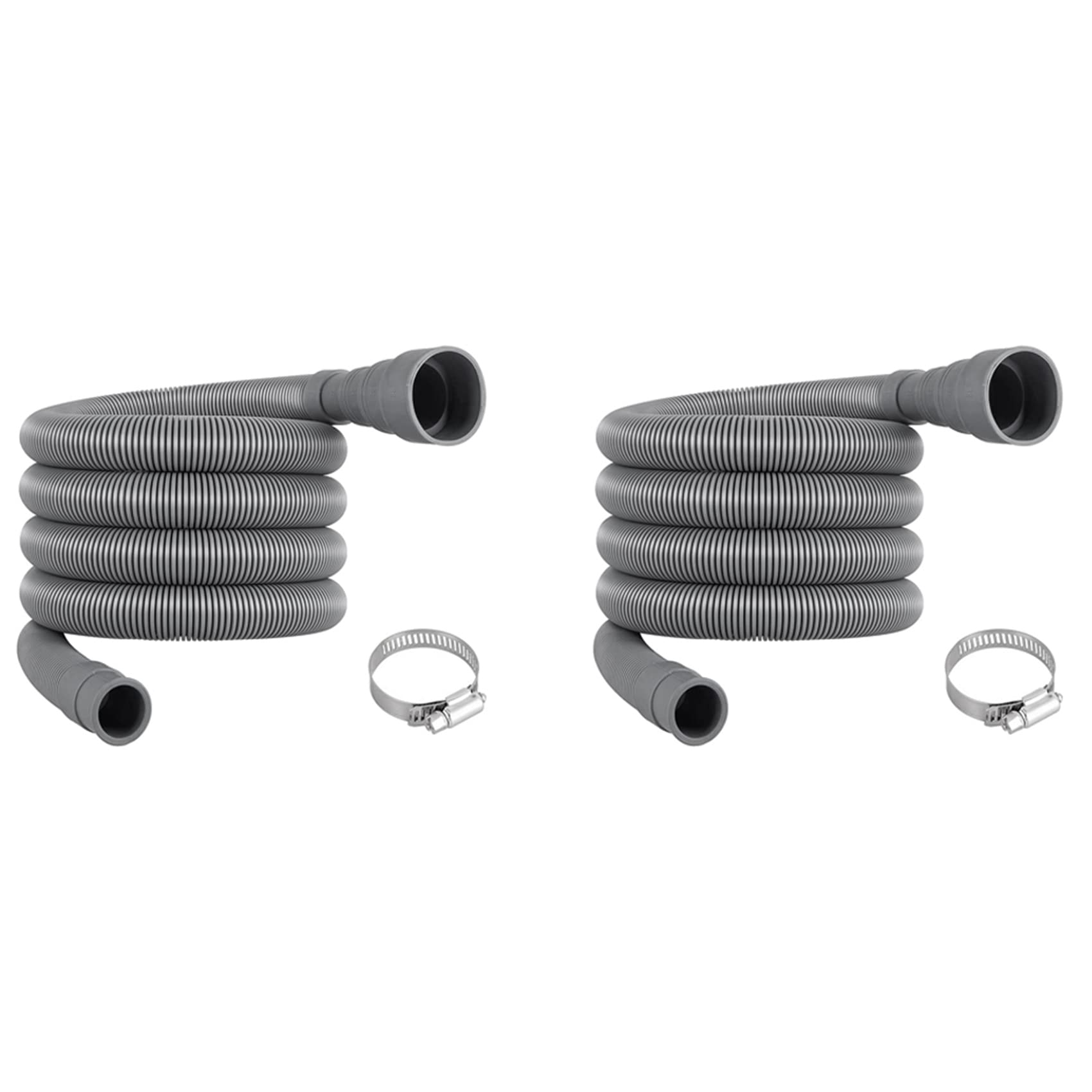 Hndhbfgrt Gray 2X Drain Hose Extension Set Universal Washing Machine Hose 6.5Ft, Include Drain Hoses Hose Clamps