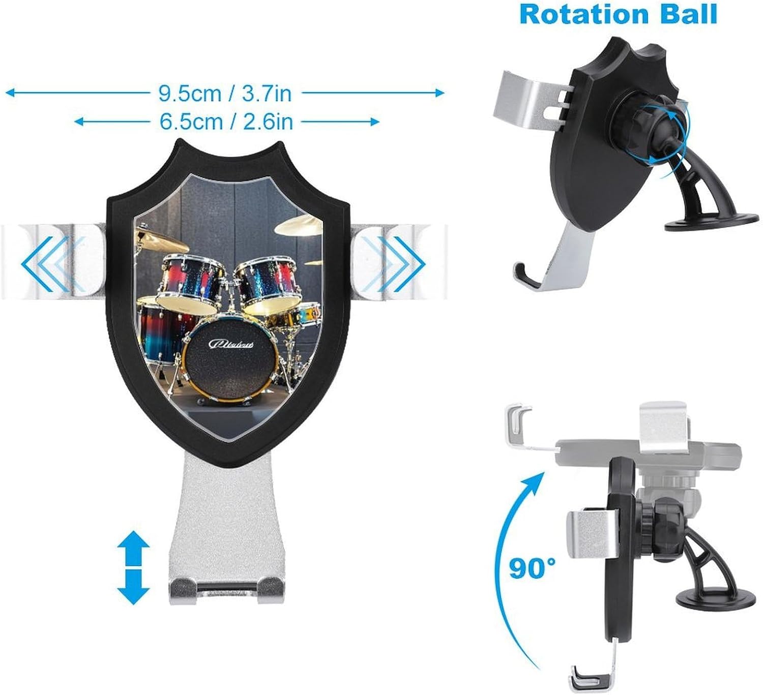 Portable Car Phone Holder Mount with Suction, Ventilation Clip image 2