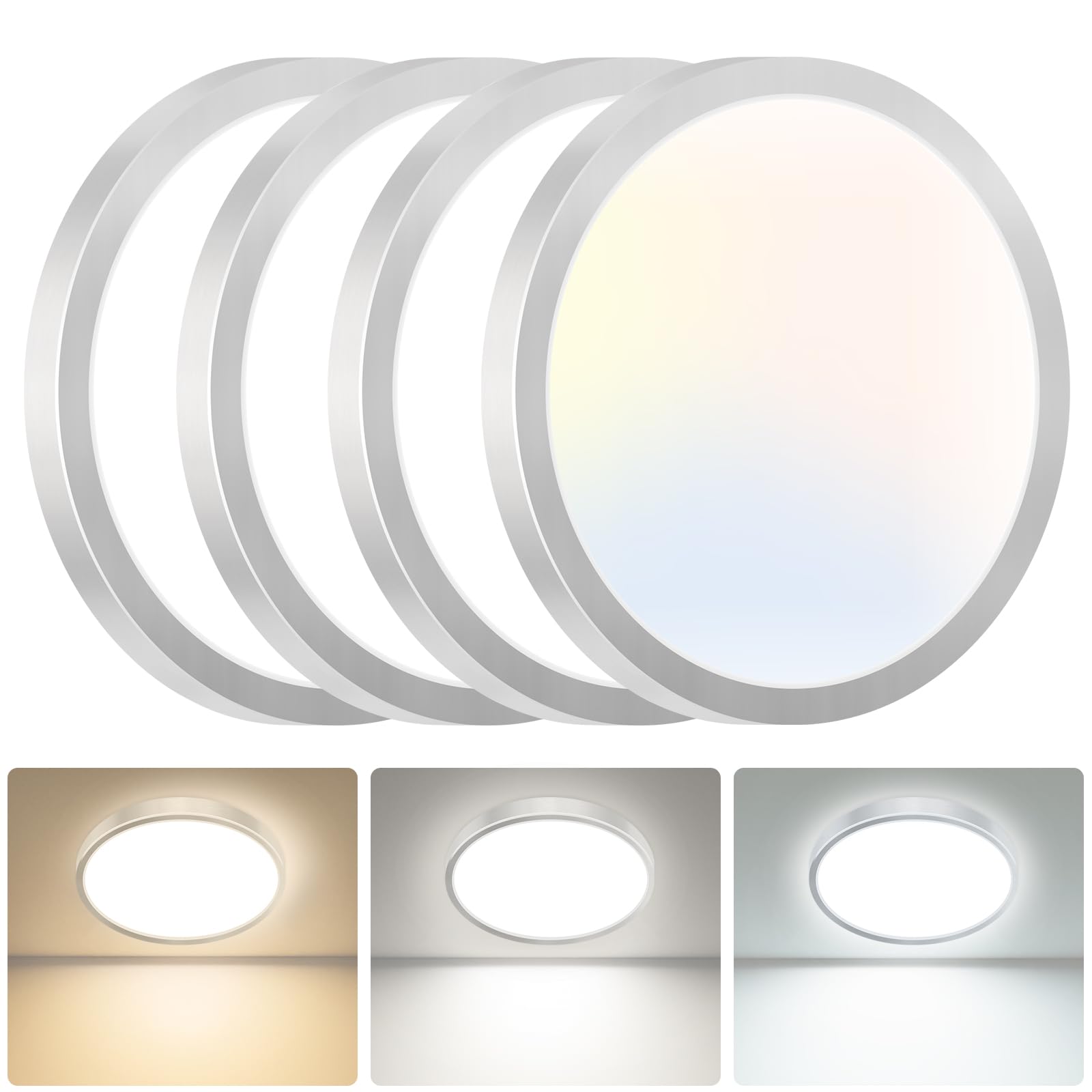 hepside Bathroom Light,3000K/4000K/6500K 3 Color Temperature, Waterproof IP54,Round,Flat,Small,LED Flush Ceiling Light for Bathroom, Kitchen,Bedroom,Hallway,Porch and More — view 13