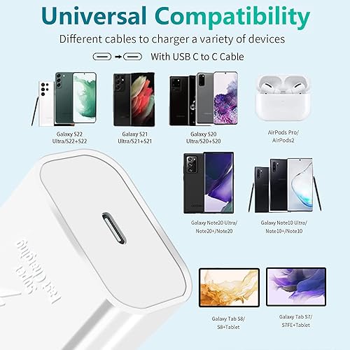 Miniatura 4 de Paquete de 2 cargadores rápidos de 45 W para Samsung tipo C USB-C para Samsung Galaxy S24 Plus, Galaxy S24 Ultra, Galaxy S23 Ultra, Galaxy S25+,
