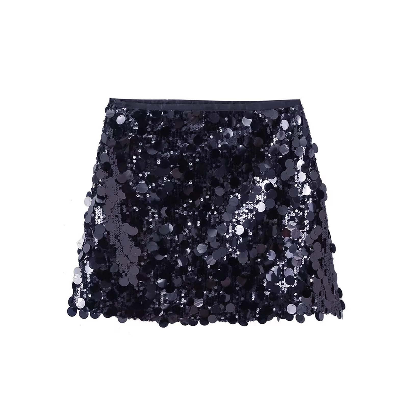 Falda corta de lentejuelas para mujer, de talle alto, ajustada, efecto levantamiento de glúteos, casual, para chicas.