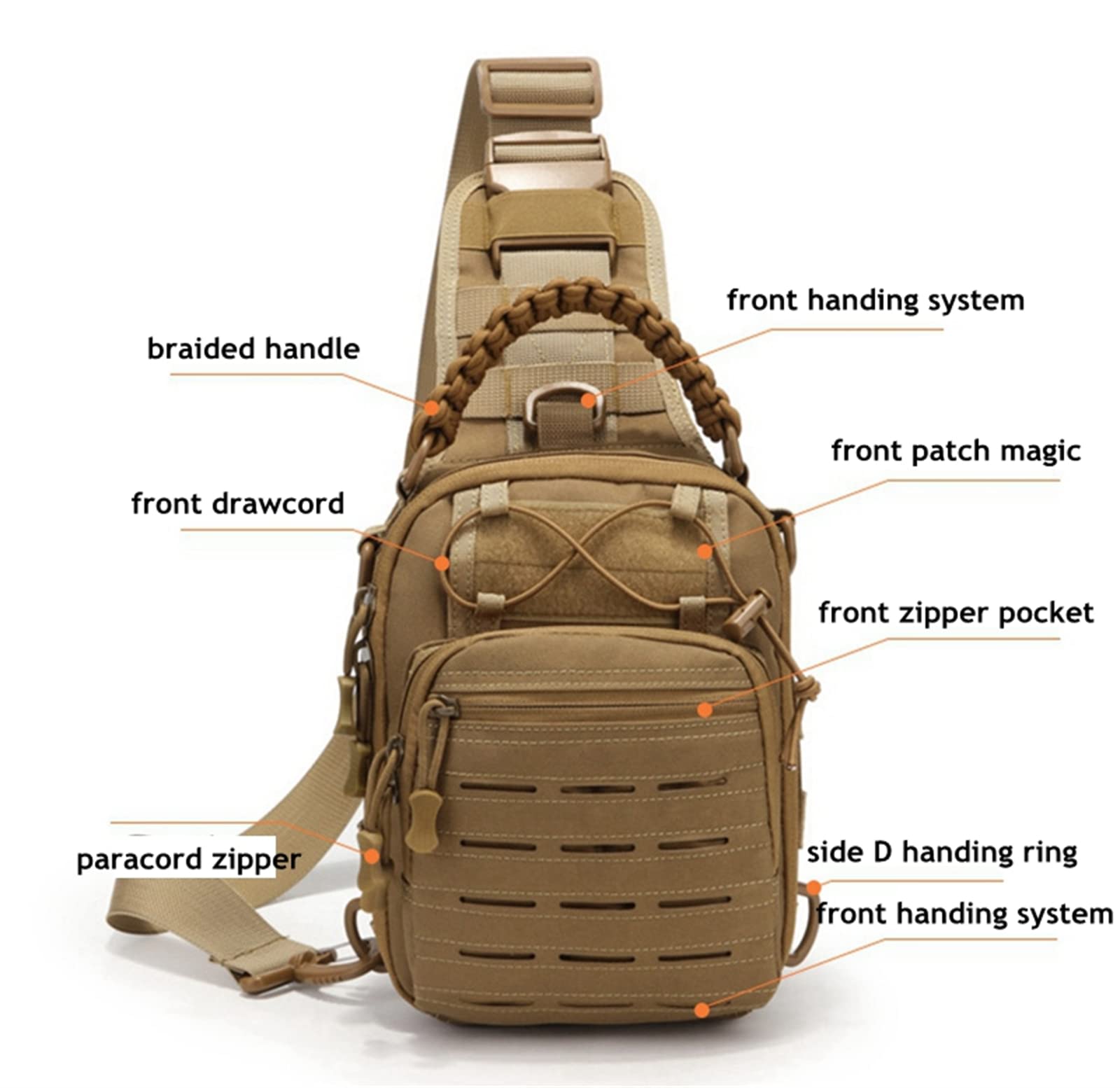 Borsa a tracolla tattica militare Borsa a tracolla da uomo Borsa da petto all'aperto Arrampicata Campeggio Pesca Trekking Borse Molle