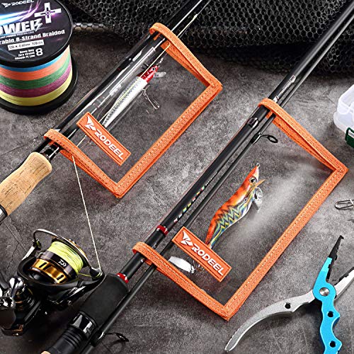 Rodeel Fishing Lure Wraps Clear PVC Lure Covers, with Hook Bonnets, Orange,Keeps Children, Pets and Fishermen Safe from Sharp Hook, 2 Pack Medium Size: 7" x 3.8" & 2 Pack Large Size: 8.5" x 4.4"