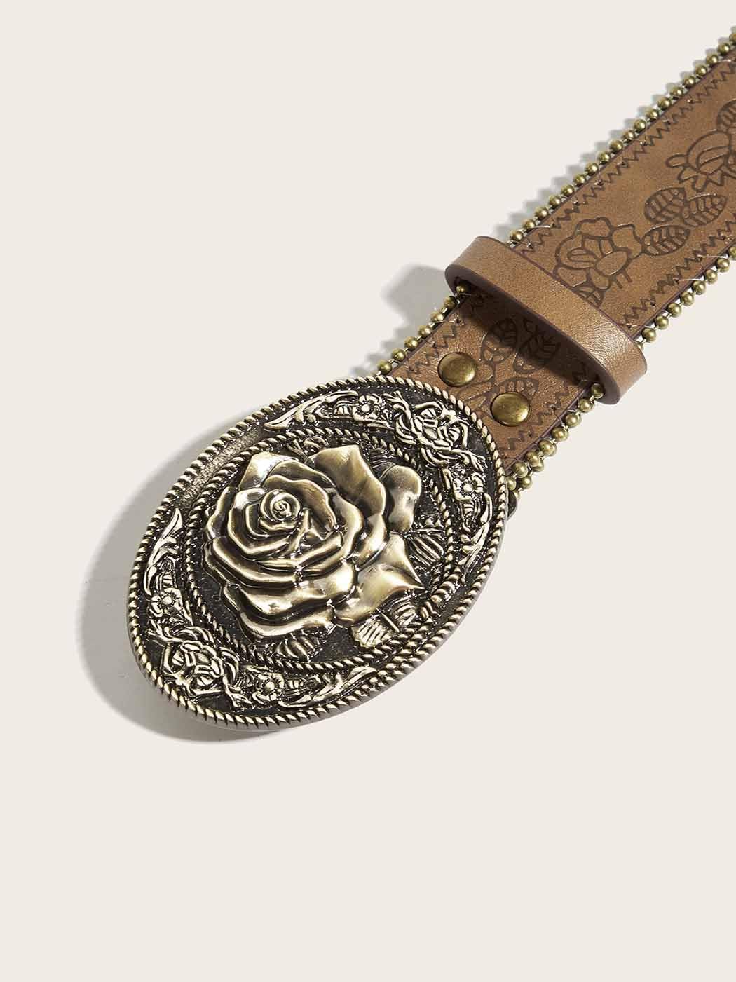 Yalice Western Brown Belt for Women Men Heart Buckle Leather Belts Cowgirls Cowboy Vintage Waist Belts for Jeans - Image 5