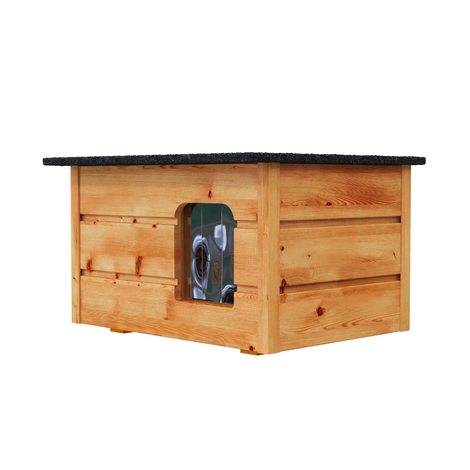 Cuccia per gatti per esterni, resistente all'inverno, isolata, resistente alle intemperie, completamente isolata, in legno di cartone (Tik #E08577)