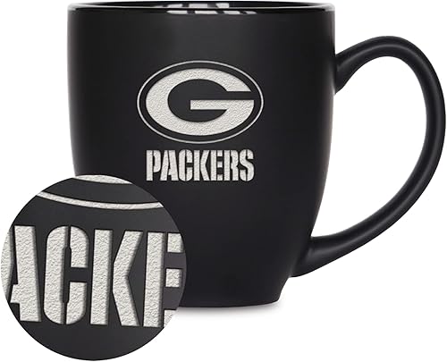 Vista 71 de Rico Industries Taza Bistro de fútbol americano de la NFL de 15 onzas, para bebidas calientes o frías, logotipo del equipo grabado para una