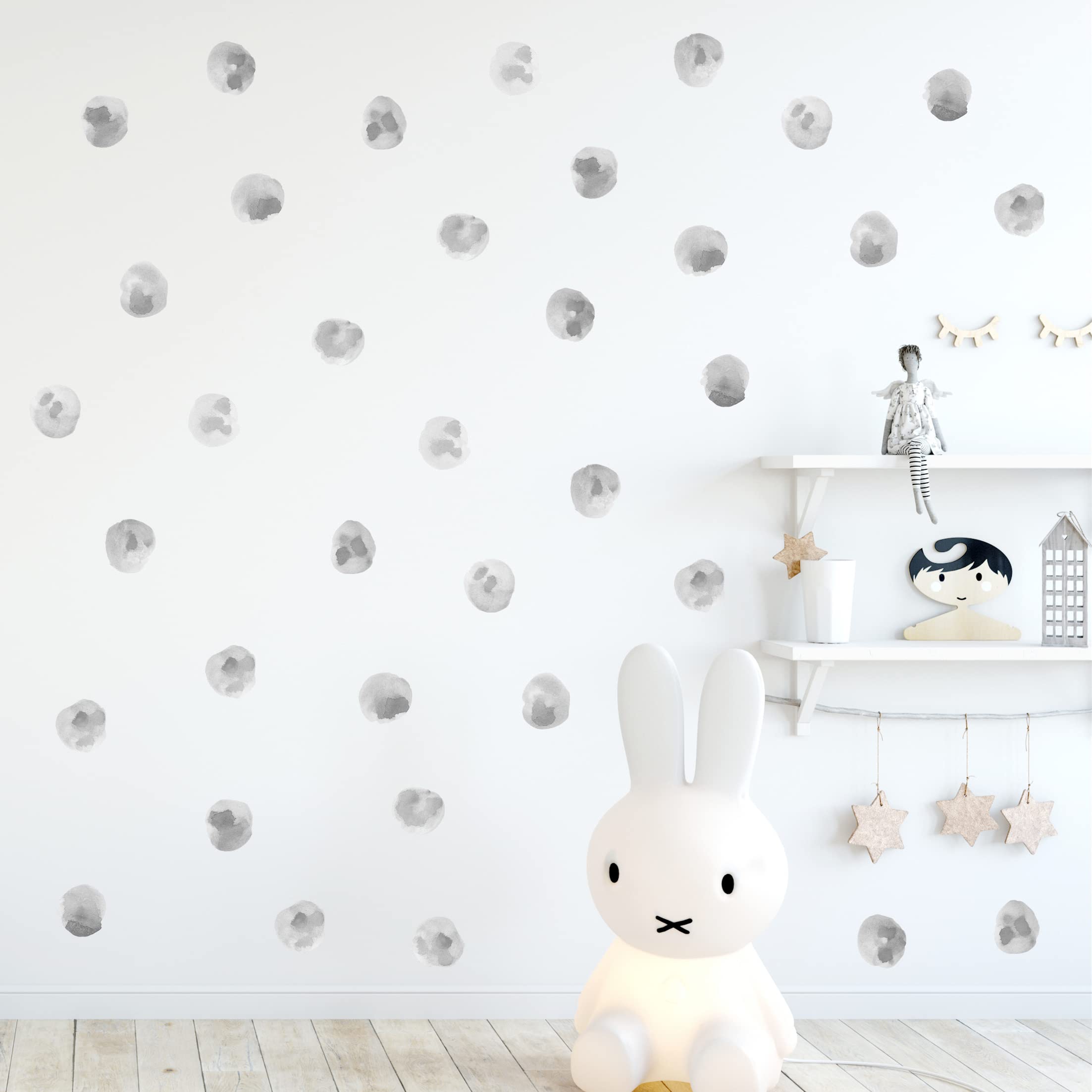 RoyoLam 120pcs 2.2'' Gray Polka Dots Wall Decals Nursery Watercolor Wall Stickers for Kids Removable Peel and Stick Waterproof Wall Art Decor for Classroom Living Room Bedroom