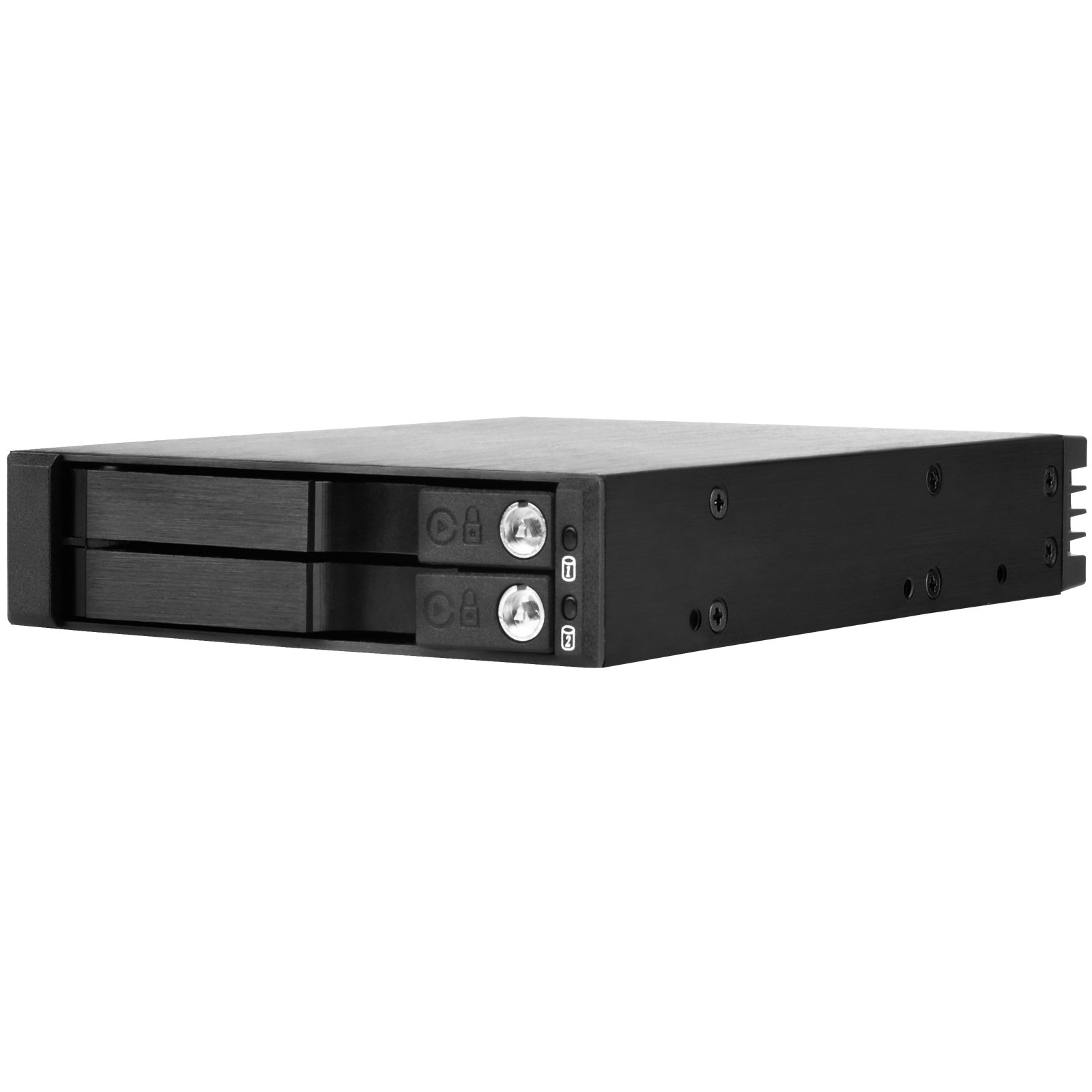 SilverStone SST-FS202B – aluminiowa taca bez tacy przenośna płyta montażowa / wewnętrzna obudowa dysku twardego do 2 x 2,5 cala SAS/SATA HDD lub SSD, pasuje do każdej kieszeni na dysk 3,5 cala, z zamkiem, czarna