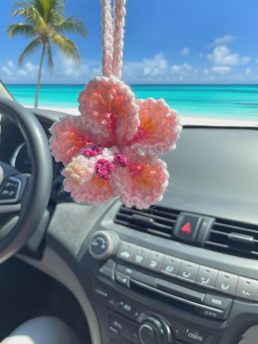 Amazon.com: Hibiscus Flower Car Hanging Ornament,Crochet Hawaiian