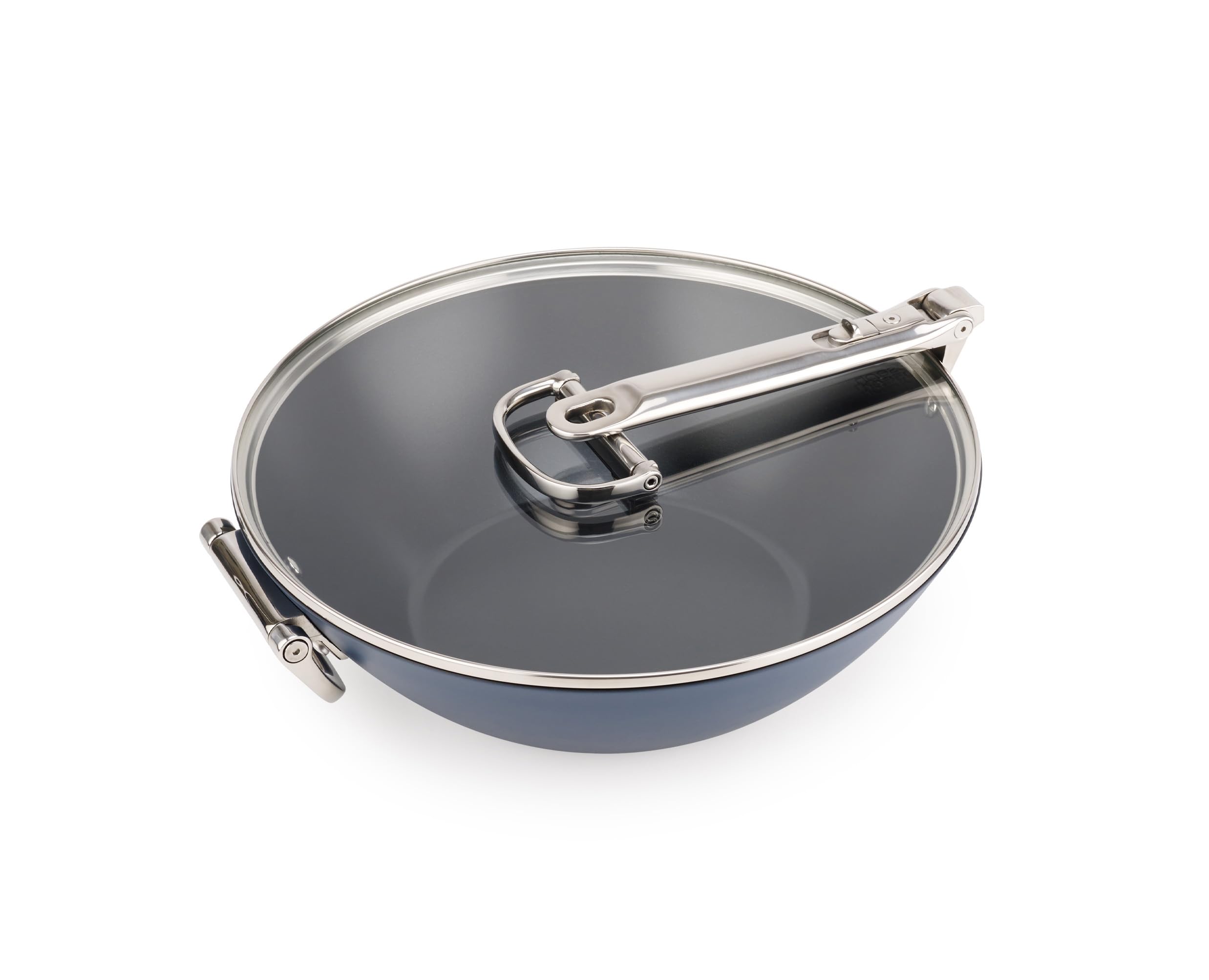 Joseph Joseph Space Wok 32cm con Tapa, Mango Plegable, Ahorro de Espacio, Inducción y Horno, Revestimiento Cerámico