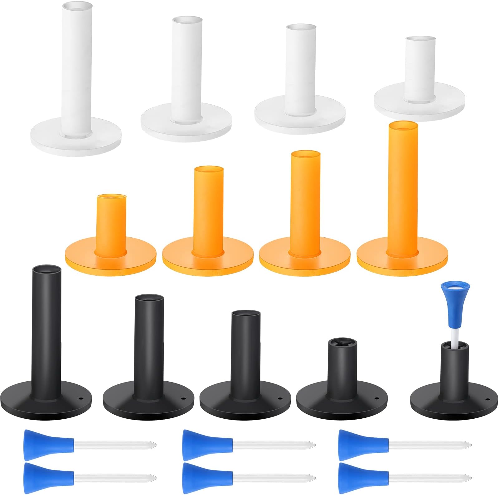 - 12 Pieces Golf Range Tees Set Rubber Golf Tees for Mats Driving Range 6 Pieces for Practice Mat Mixed Size