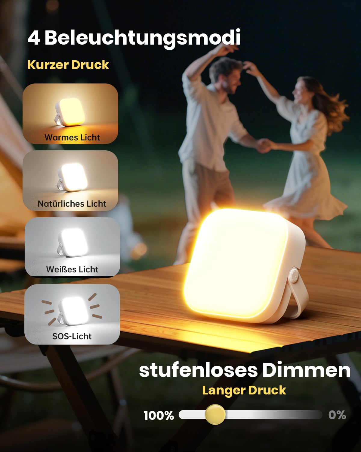 Eventek Campinglampe 4000LM, 10000mAh LED Outdoor Camping Licht Bis zu 100+ Stunden & 4 Modi, IP65 Wasserdicht Tragbar Aufladbar Zeltlampe für Camping, Stromausfälle,Wandern, Notfall, 2 Stück Standard