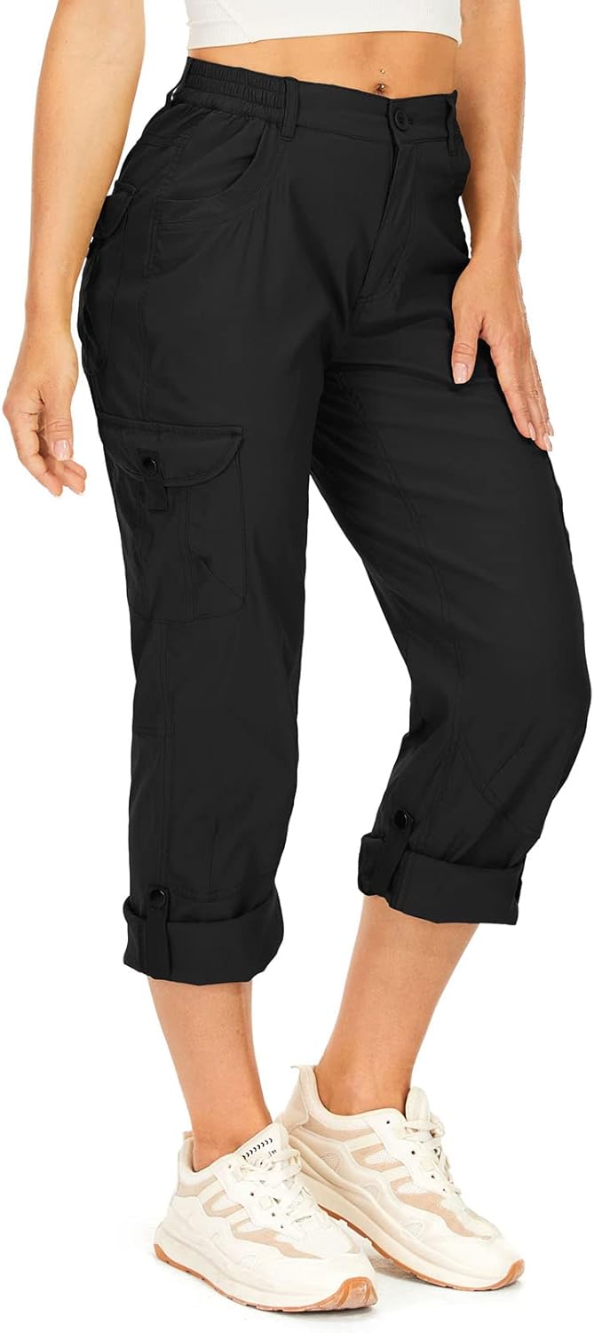 Toomett Women's Hiking Cargo Pants Convertible Quick Dry UPF50+ Waterproof Capri Fishing Safari Travel Pants - Image 7