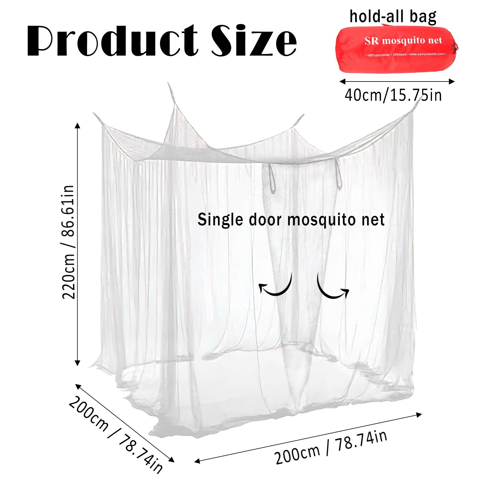 Moustiquaire XXL pour Jardin, Lit Double, Carrée et Mobile - Extérieur/Intérieur pour Balcons, Pergolas, Piscines, Patios, Jardins et Camping - 220*200*200cm-B