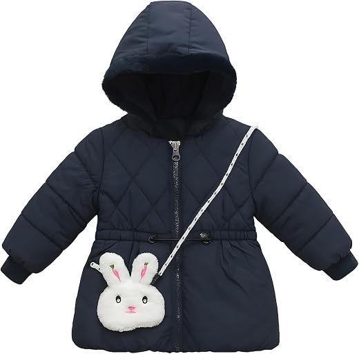 LITTLE GINNIE Winter Quilted Jacket for Baby Girls | Hooded Puffer Jacket with Fleece Lining | Warm &amp; Stylish Winter Wear...