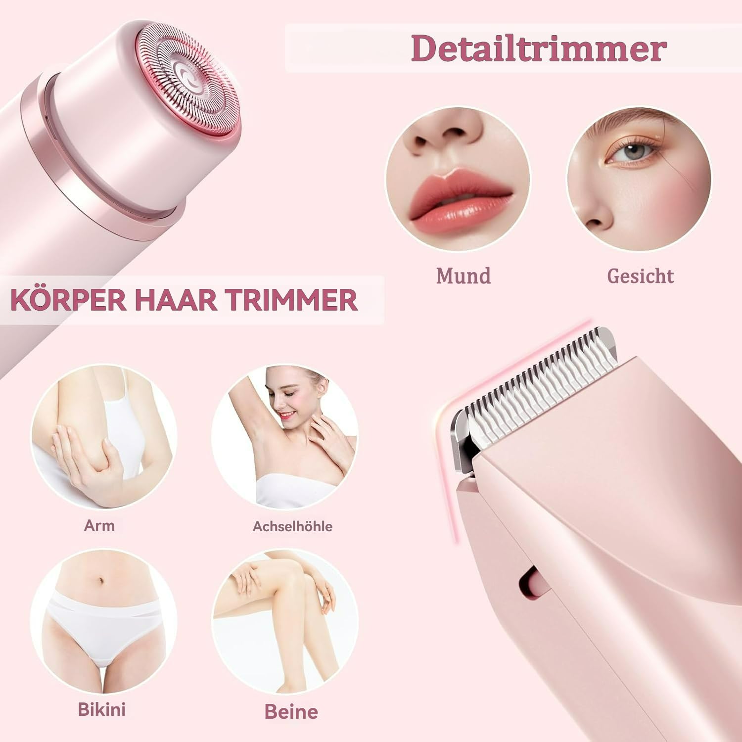 Sianova Bloomshave - 2-In-1 Damen Körperrasierer, Sianova Rasierer, Bikini Skin Trimmer, Ipx7 Wasserdicht, Nass & Trocken Anwendbar, Usb-C Aufladung, Für Intimbereich, Beine & Achseln (Blau)