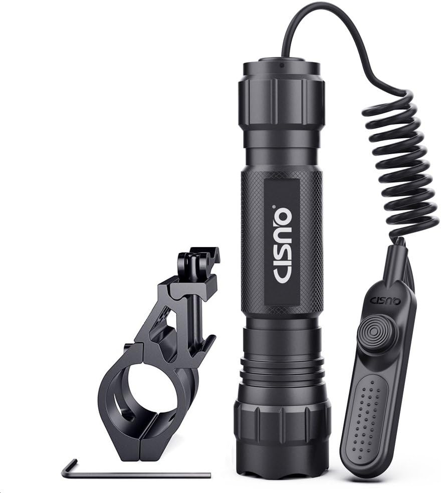 Tactical Flashlight Led 1000LM Hunting Flashlight Torch with Pressure Switch and 45¡«Quick Release Offset Rail Mount