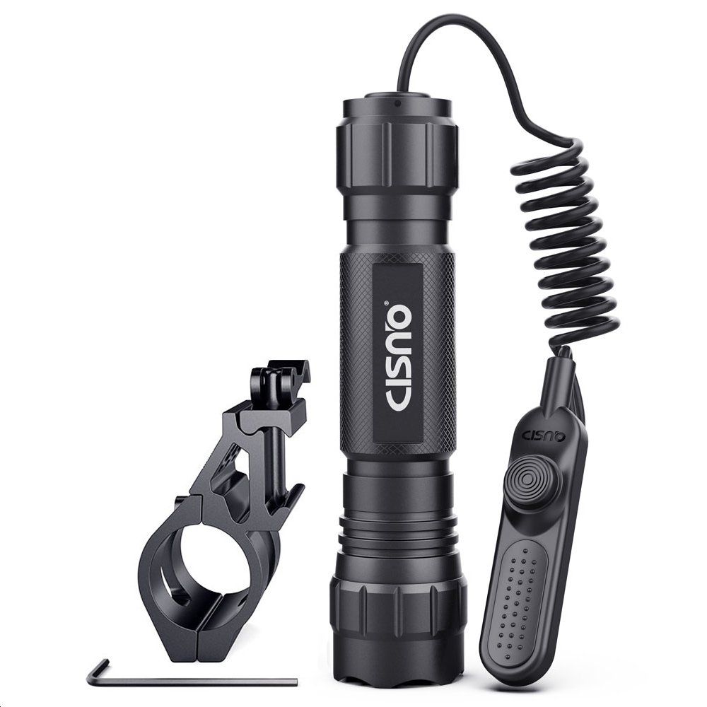 Tactical Flashlight Led 1000LM Hunting Flashlight Torch with Pressure Switch and 45¡«Quick Release Offset Rail Mount