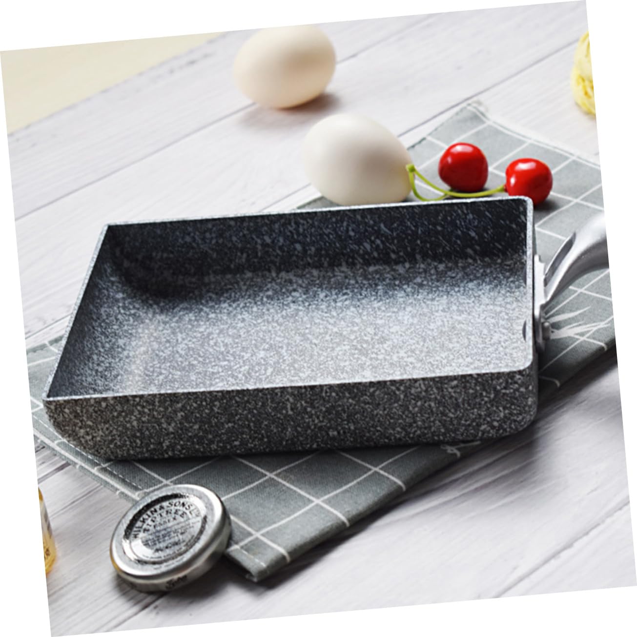 Sartén Rectangular para Huevos Tamagoyaki 18x14 Cm Piedra Maifanita Antiadherente Rápida Conducción Calor para Cocina Inducción y Gas 1 Unidad para Tortillas y Crepes