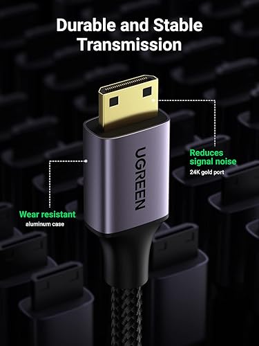 Miniatura 5 de UGREEN Mini adaptador HDMI Mini HDMI a HDMI Cable hembra 4K Paquete de PVC con caja de aluminio trenzada Adaptador Mini HDMI