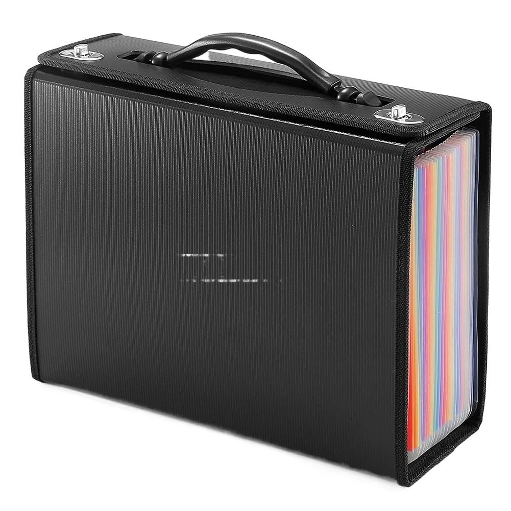 Carpeta de archivos extensible Carpeta de archivos desplegable de 24 bolsillos, organizador de archivos de acordeón, organizador de recibos de documentos de papel de plástico for negocios, oficina