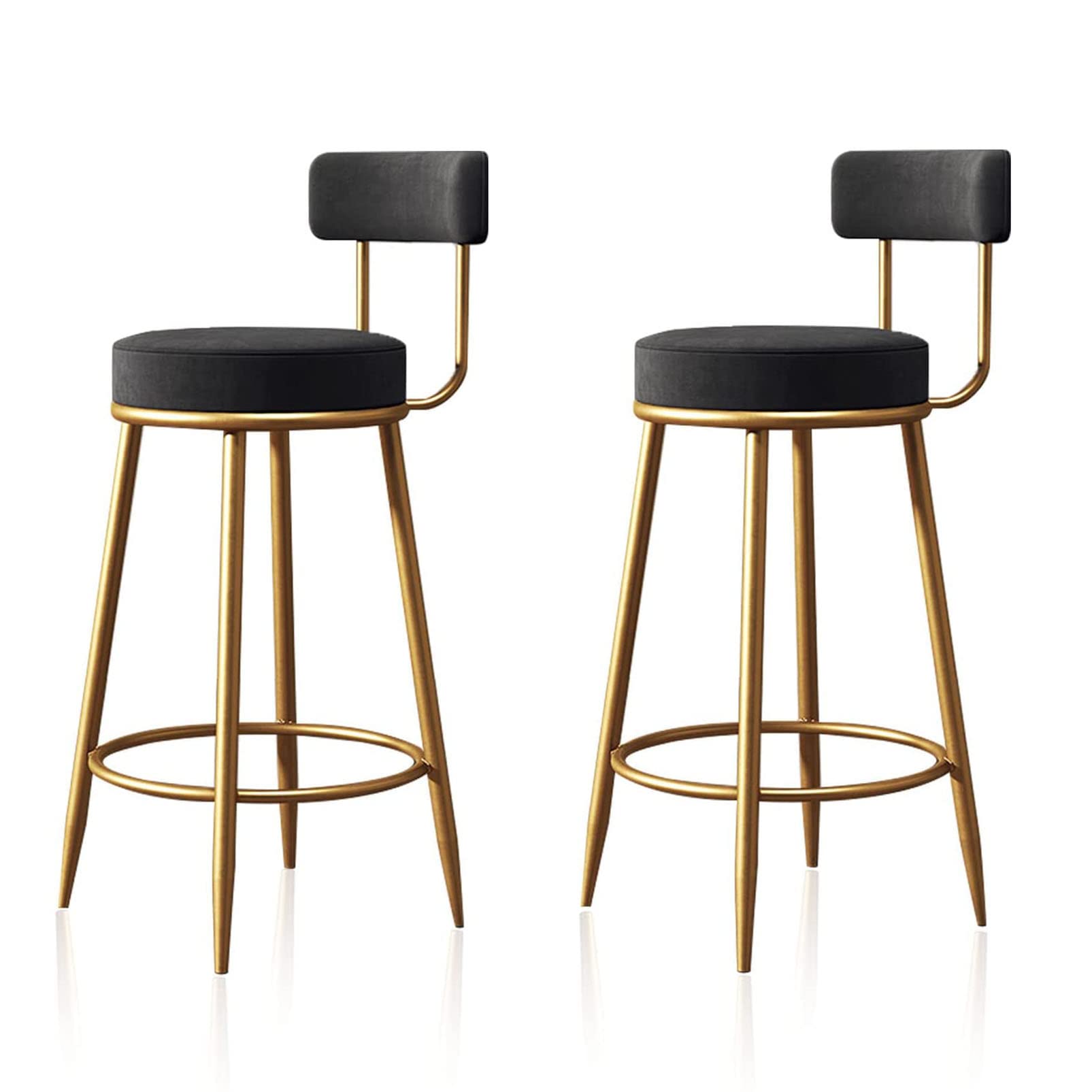 Tabouret de bar de comptoir chic avec pieds dorés et dossier