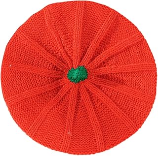 Beret Hat Pumpkin Knit Beanie Plush Fashion Brimless Winter Warm Cap for Adult Mother Halloween Christmas Orange - Buy now